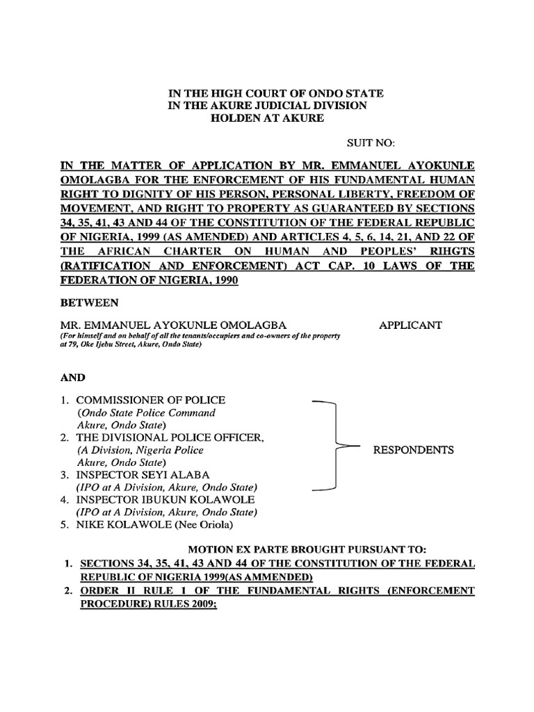 Motion Ex-Parte of Fundamental | PDF