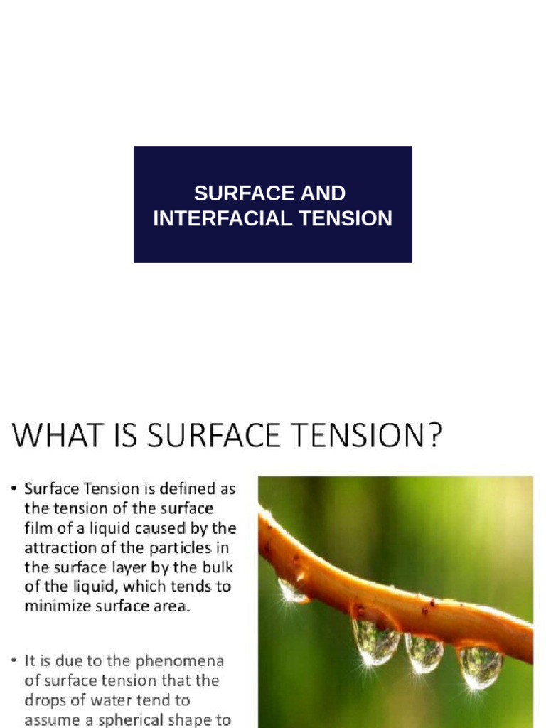 Surface and Interfacial Tension Explained | PDF | Surface Tension | Entropy