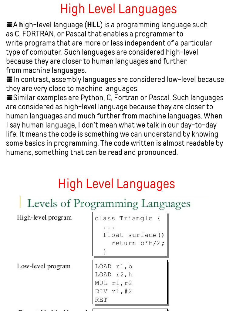 High Level Languages - PPT - 20250102 - 220843 - 0000 | PDF | Assembly ...