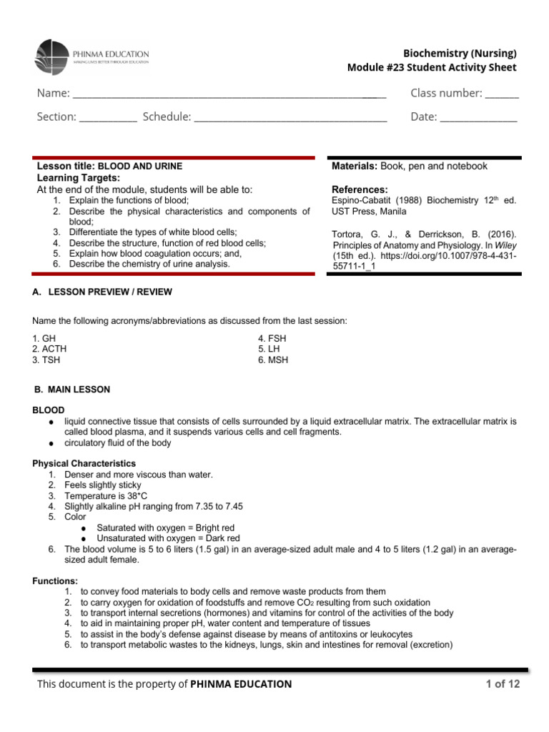 Copy of BIO 024_SESSION 23 SAS NURSING (NEW FORMAT) PDF White Blood Cell Blood Plasma