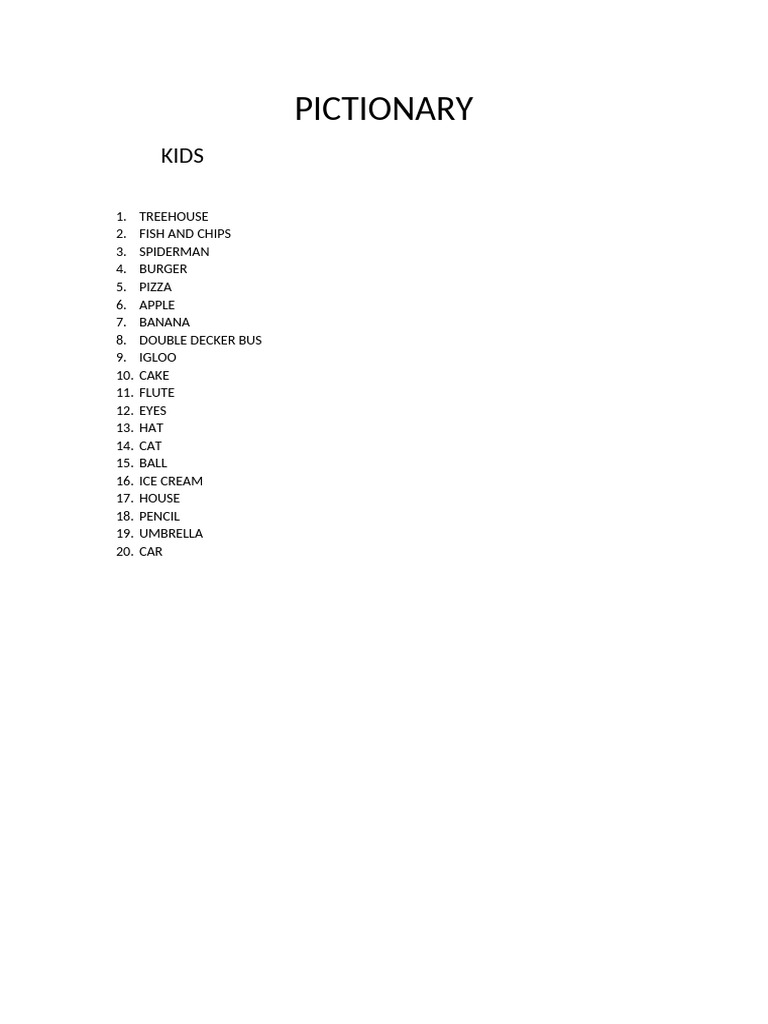 Pictionary For Kids | PDF