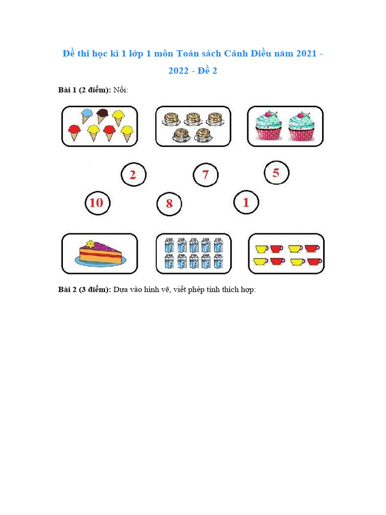 Toán 1 Thi Kỳ 1 Cánh Diều | PDF