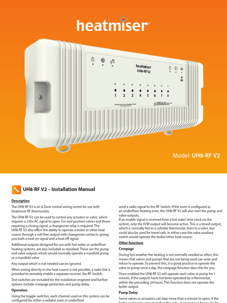 UH8-RF V2 Installation Manual | PDF | Switch | Water Heating