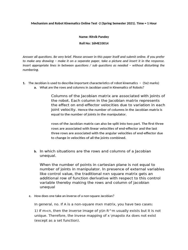 16ME33014 Test2 Submission | PDF | Mechanics | Mechanical Engineering