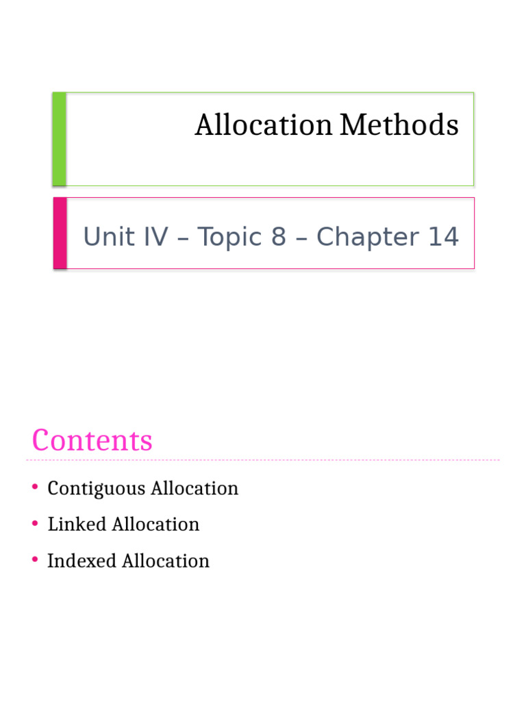 Disk Space Allocation Methods Explained | PDF | Computer File | Pointer ...