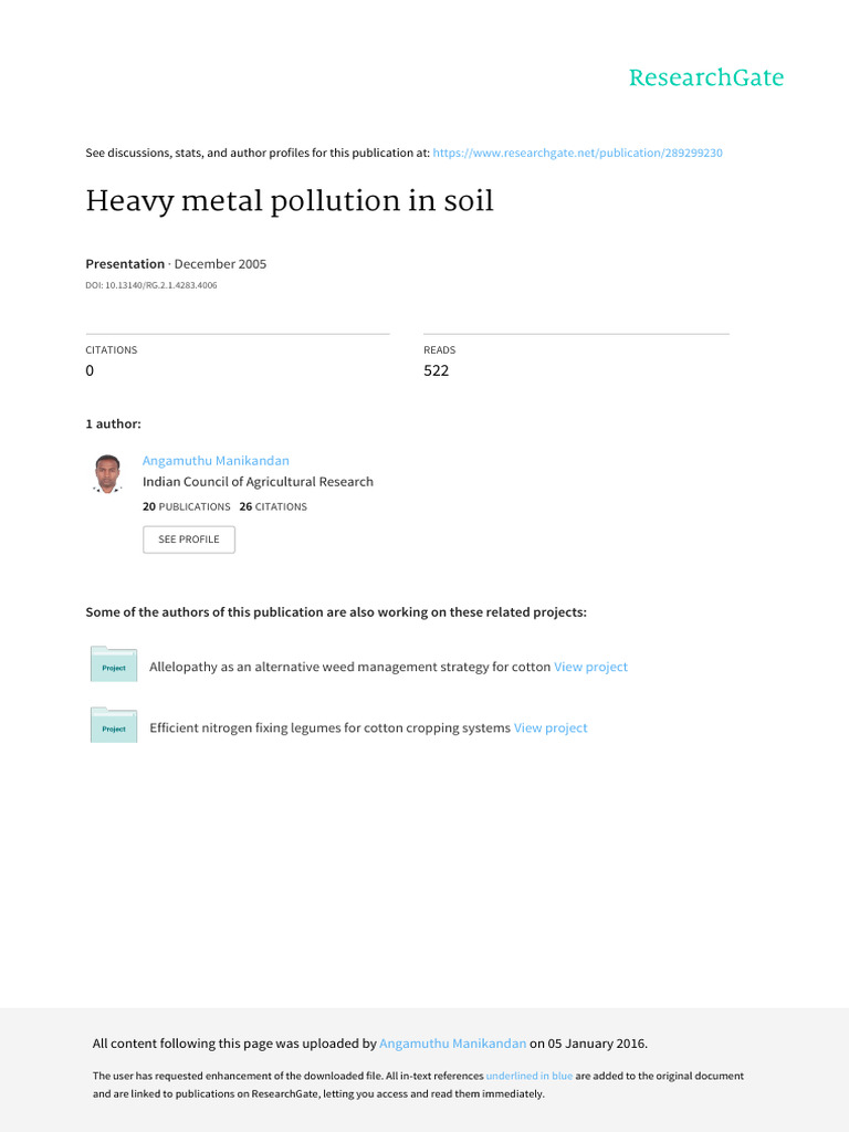 Heavy Metal Pollution in Soil Analysis | PDF | Soil | Fertilizer