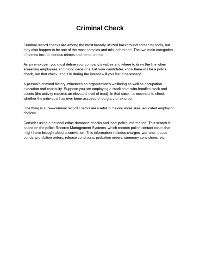 Criminal Check | PDF
