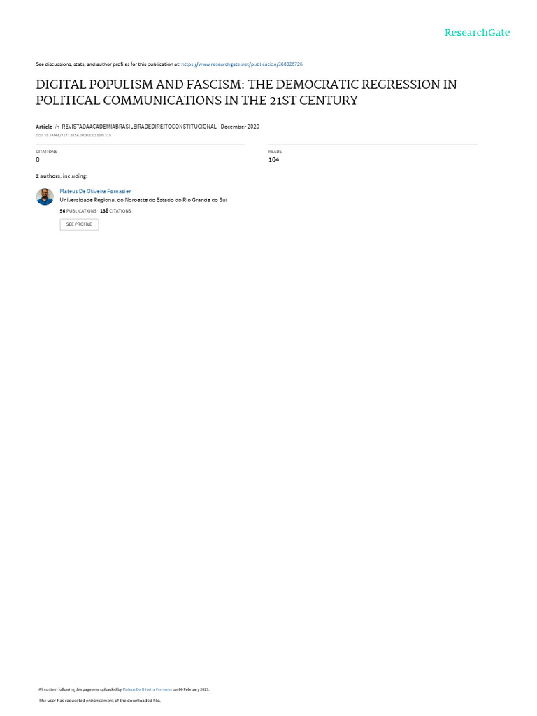 Digital Populism and Fascism The Democratic Regres | PDF | Populism ...