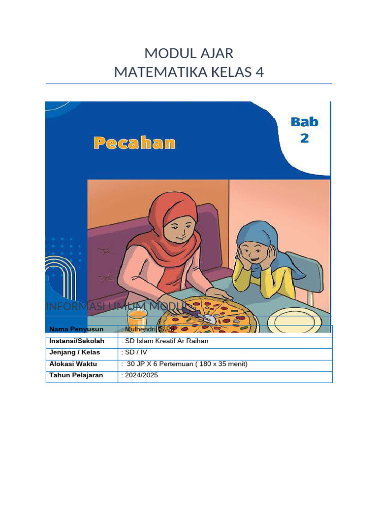 Modul Ajar Matematika Kelas 4 SD | PDF