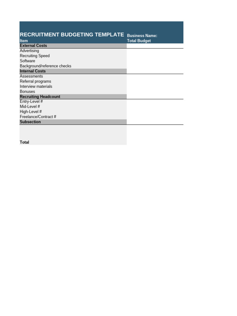 Recruitment Budgeting Template | PDF
