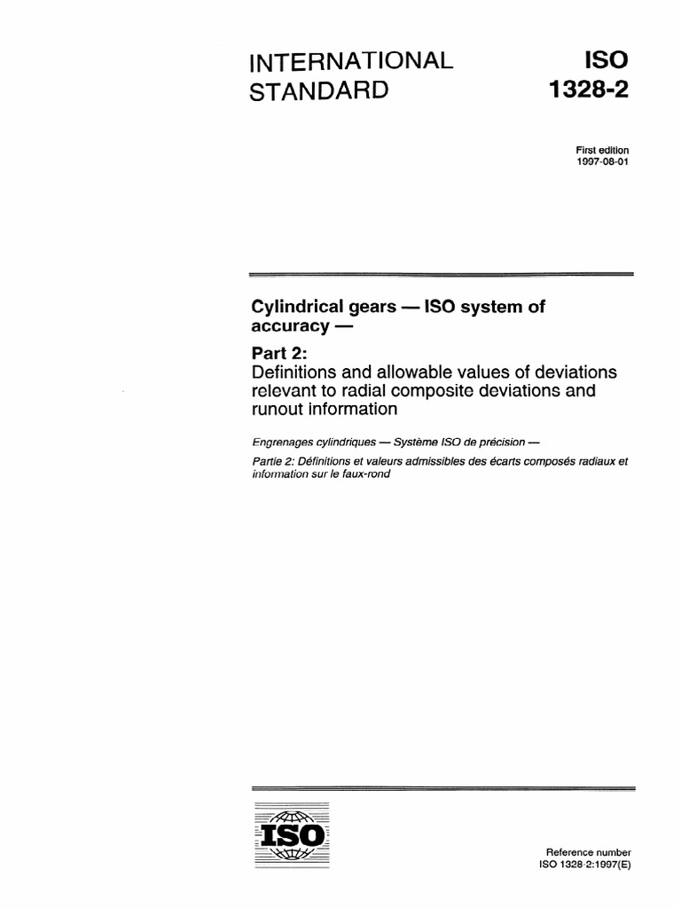 ISO 1328-2: Gear Accuracy Standards | PDF | International Organization ...