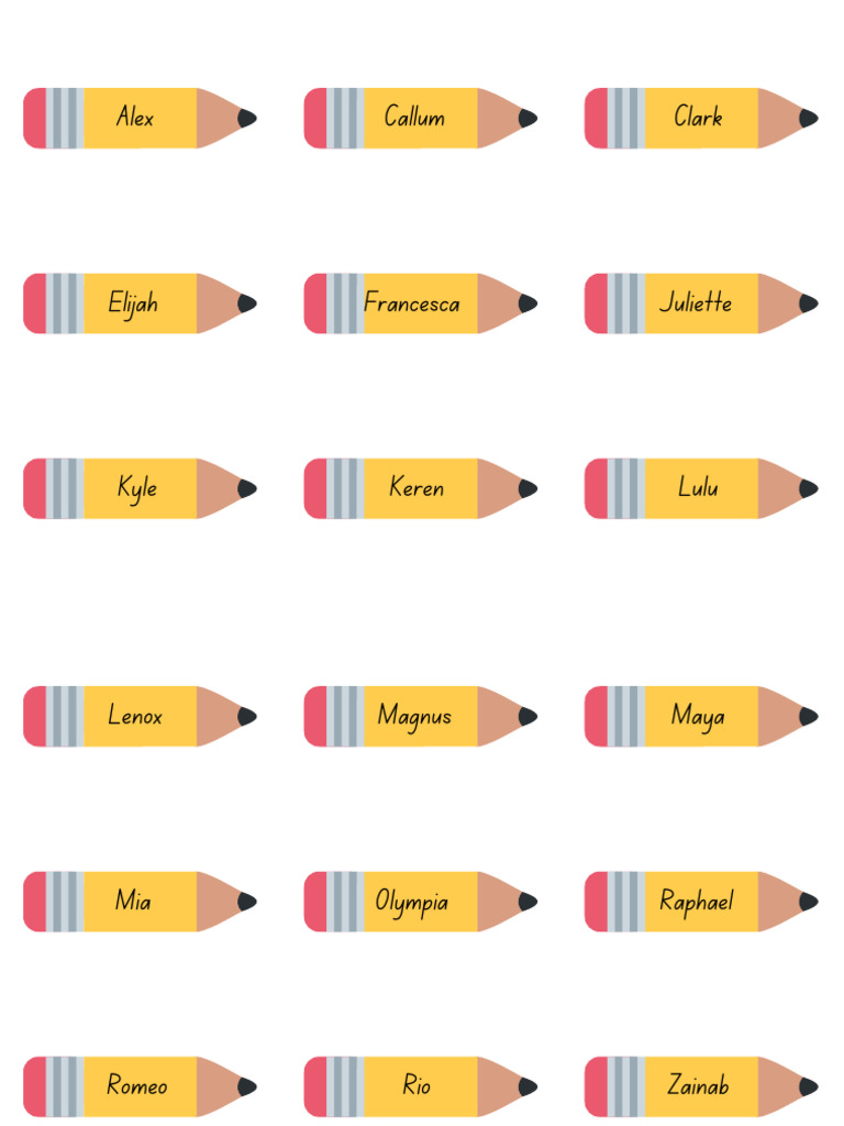 Pencil Name Tags | PDF