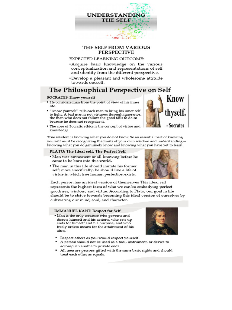 Uts - Chapter I - Topics I-Iv - The Self From Various Perspectives | PDF