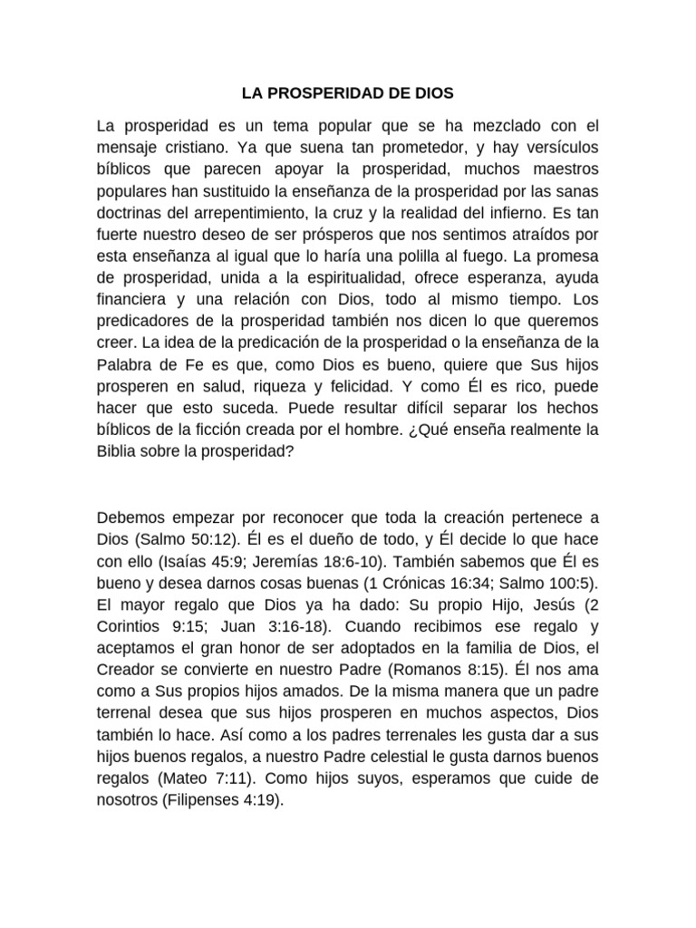 La Verdadera Prosperidad en Dios | PDF | Cristo (título) | Dios