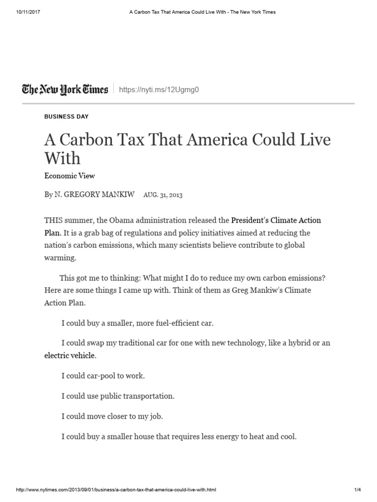 A Carbon Tax That America Could Live With - The New York Times | PDF ...