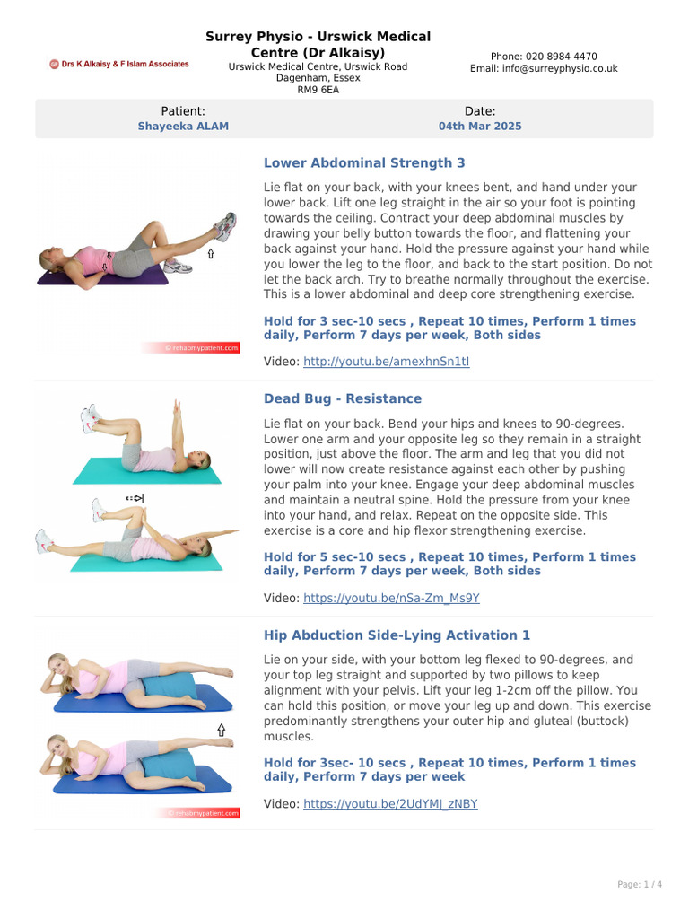 Exercise Plan 04-03-2025 | PDF | Musculoskeletal System | Human Anatomy
