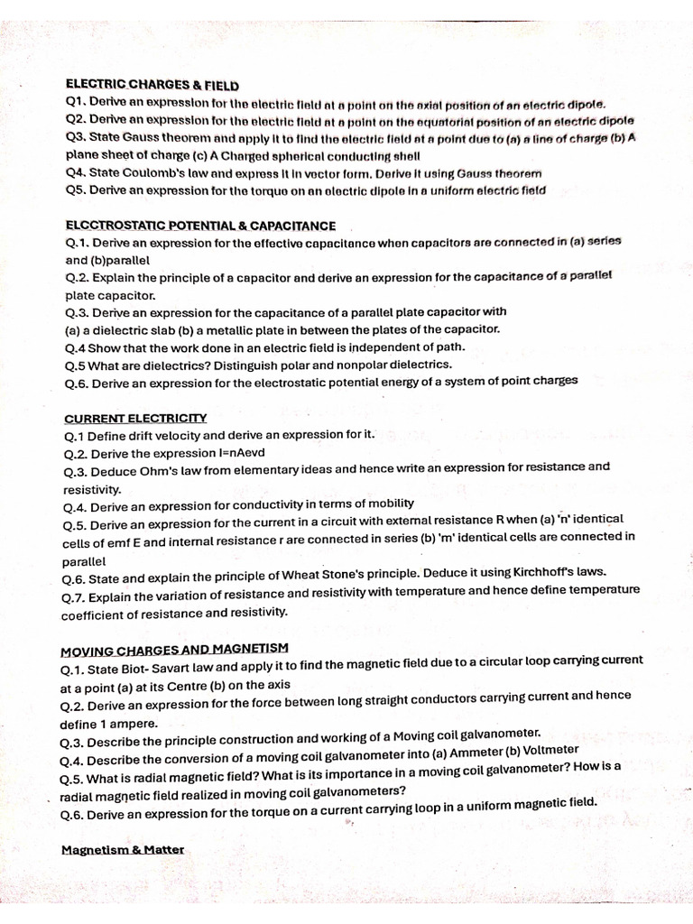 Must Do Questions From All Chapters. | PDF