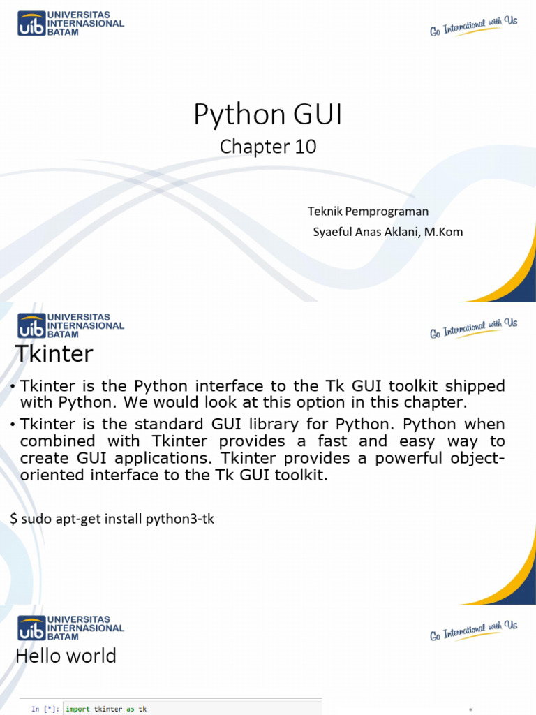 Tekpro Python Chapter 10 Gui | PDF