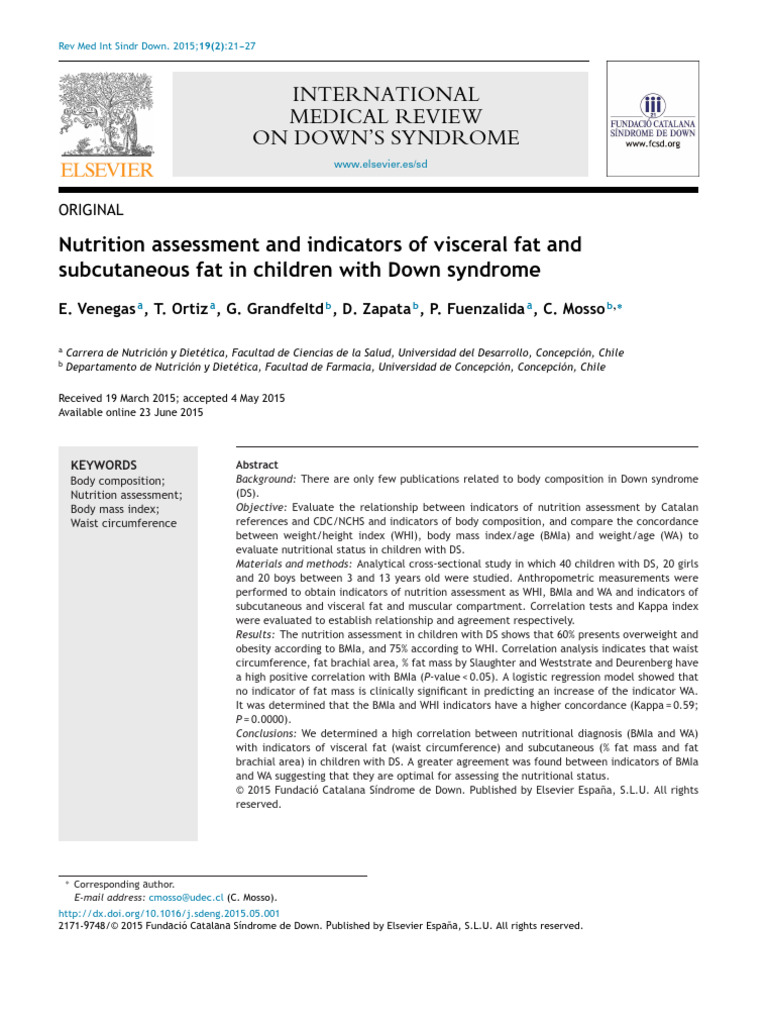 Nutrition assessment and indicators of visceral fat andsubcutaneous fat ...