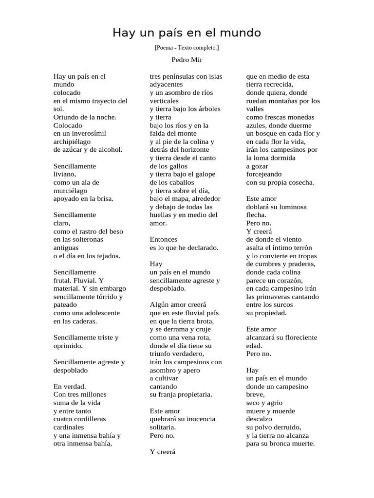 Hay un país en el mundo Poema completo PDF