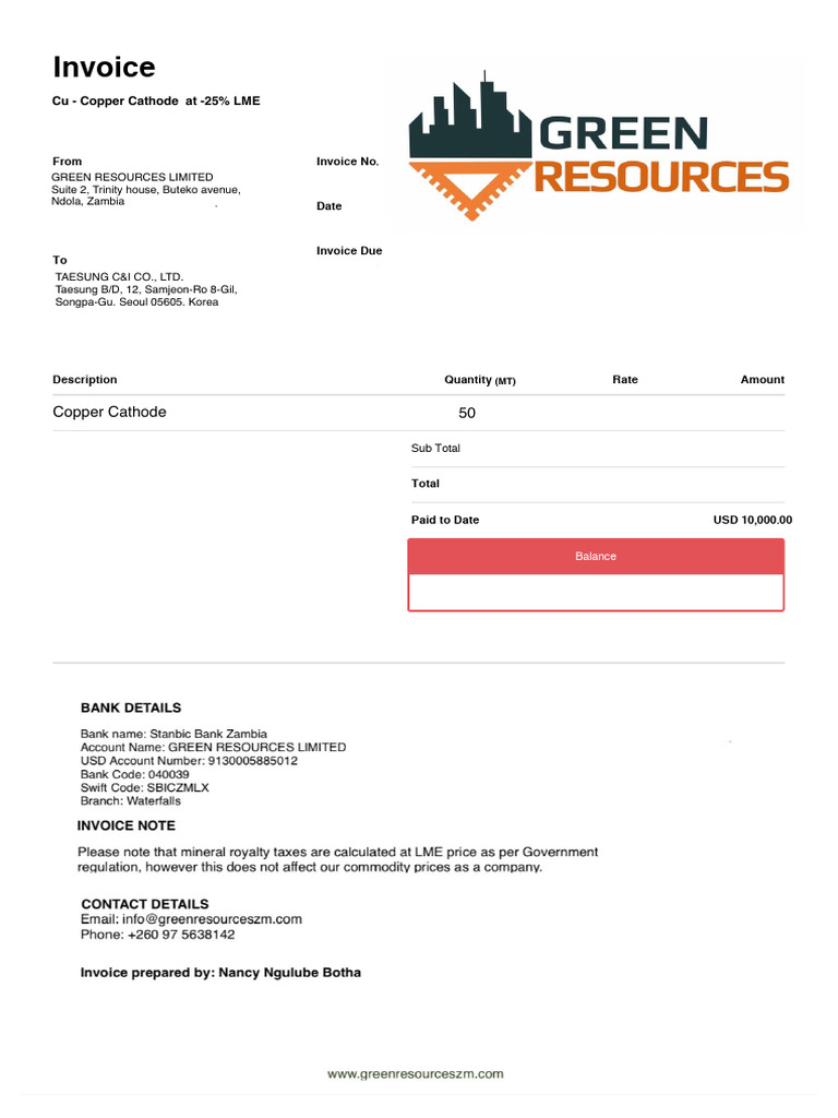 INV-892135.00 Final | PDF | Copper | Minerals