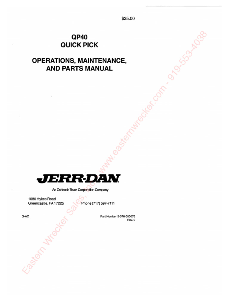 Jerr Dan QP40 Quick Pick Self Loader | PDF