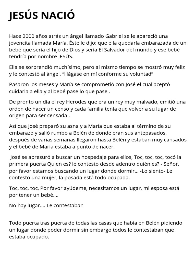 El Nacimiento de Jesús en Belén | PDF | Navidad | María, madre de Jesús