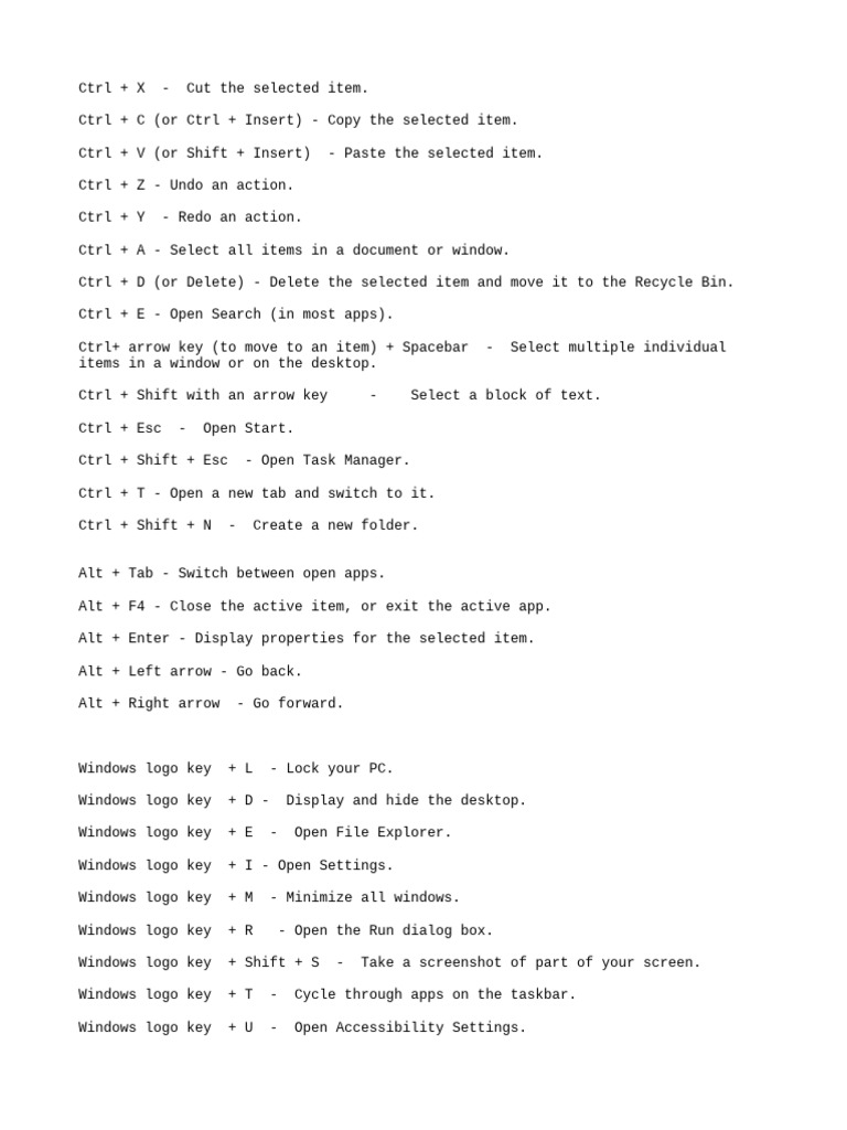 Keyboard Shortcuts | PDF