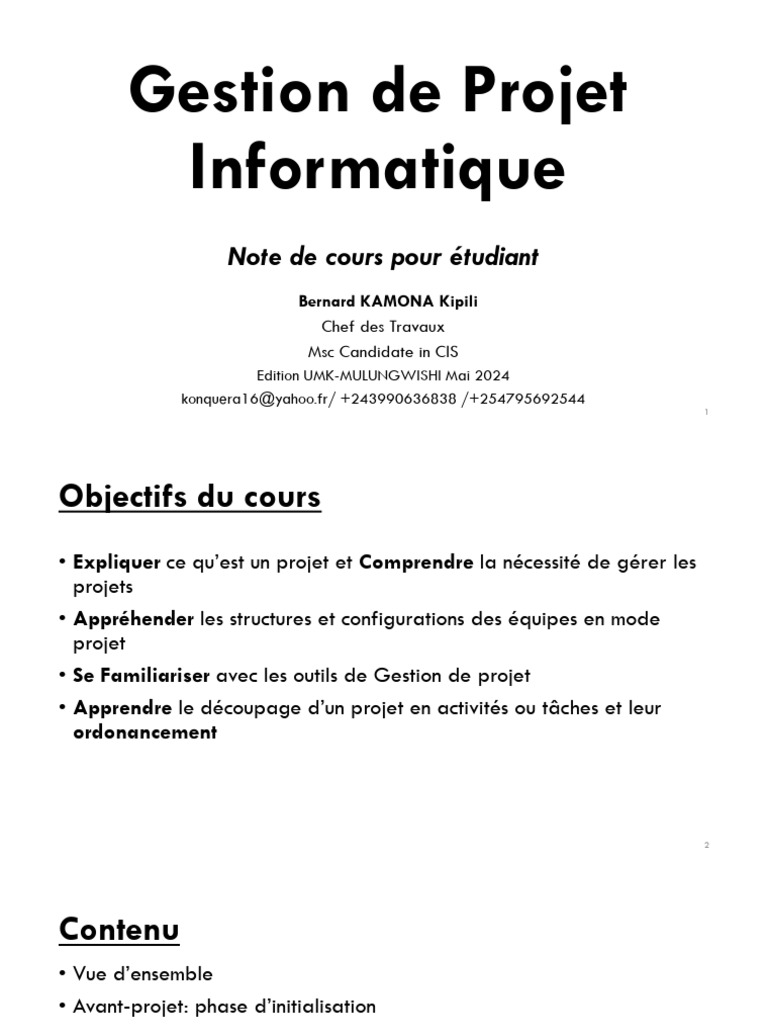 Guide de Gestion de Projet Informatique | PDF | Gestion de projet ...