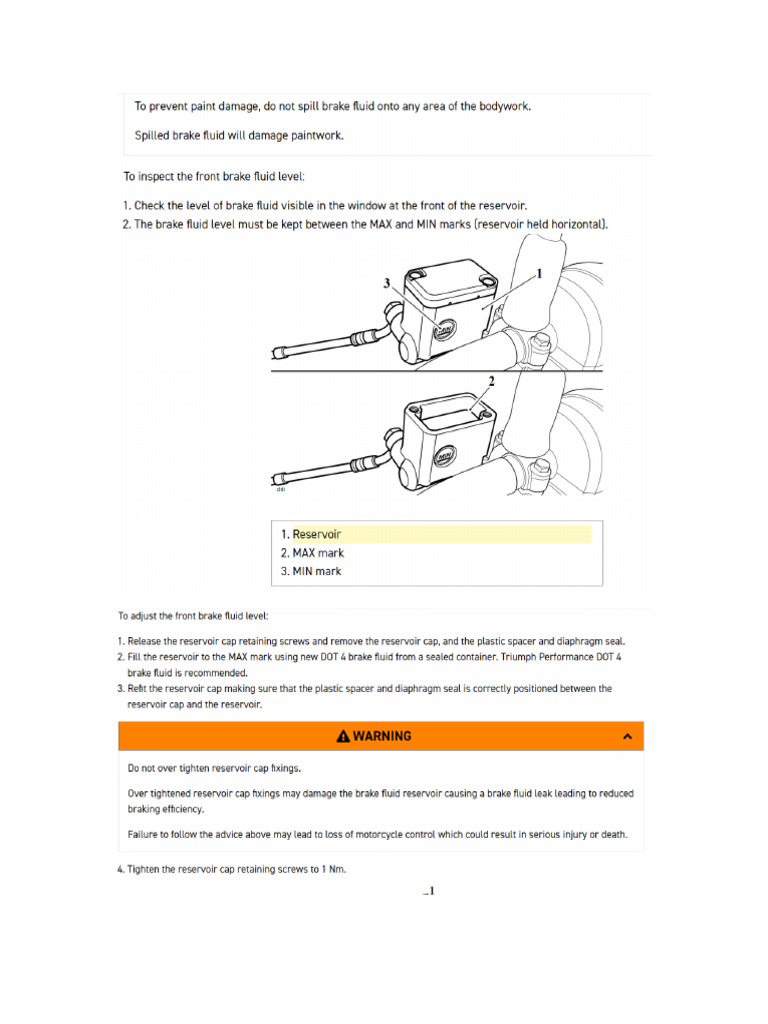Front Brake Fluid Inspection | PDF