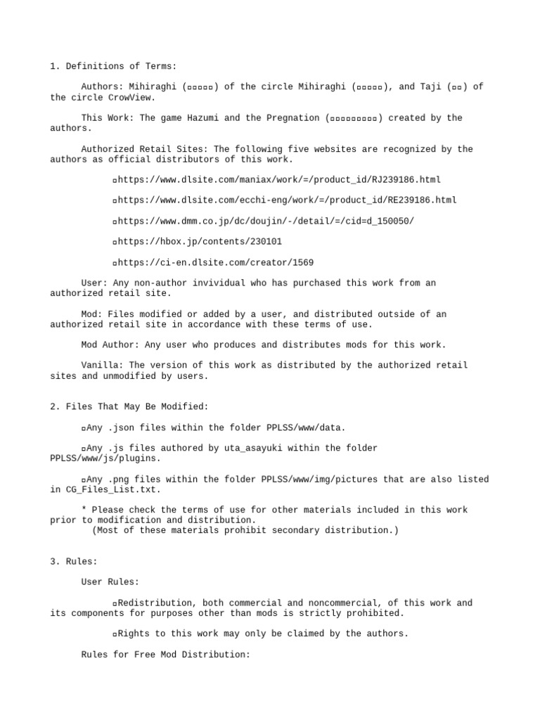Hazumi and Pregnation Mod Guidelines | PDF | Computing