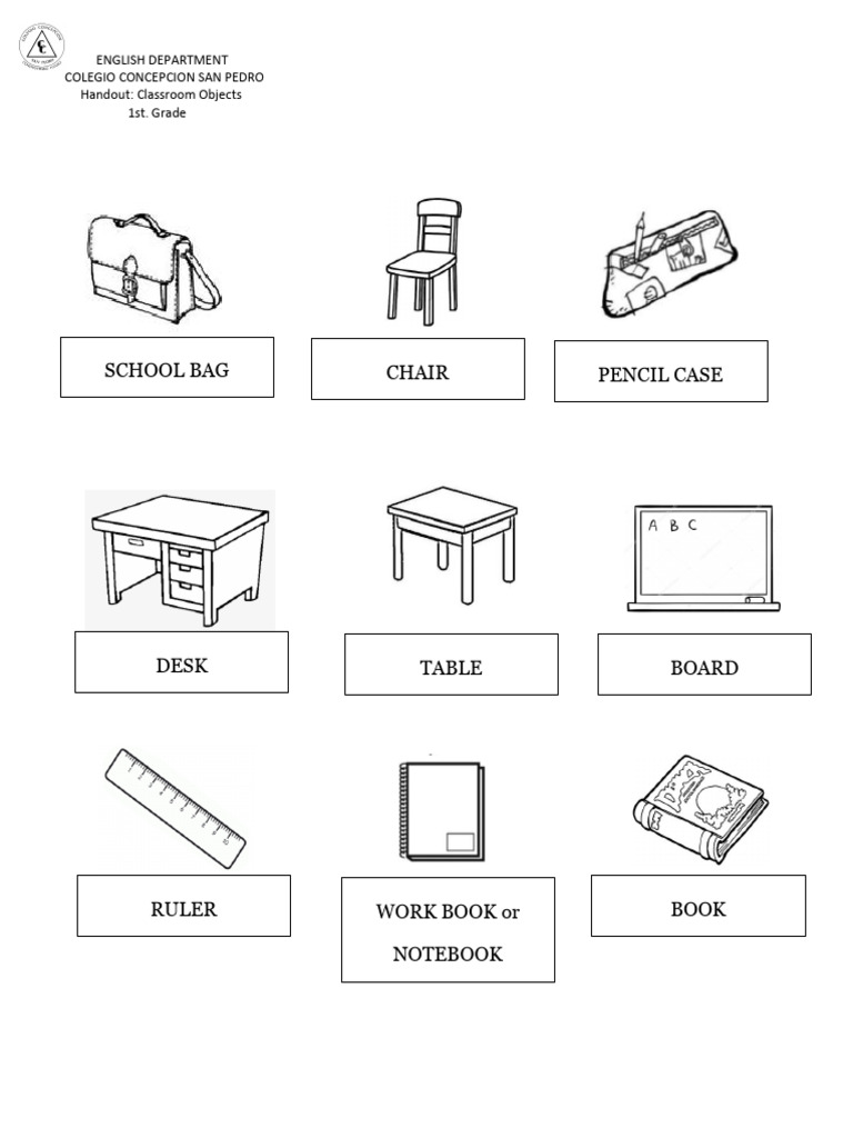 Classroom Objects Vocabulary for 1st Grade | PDF