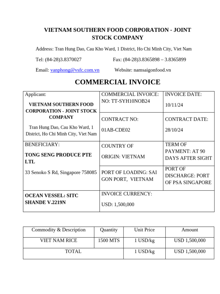 Commercial Invoice and Packing List | PDF | Vietnam | United States Dollar