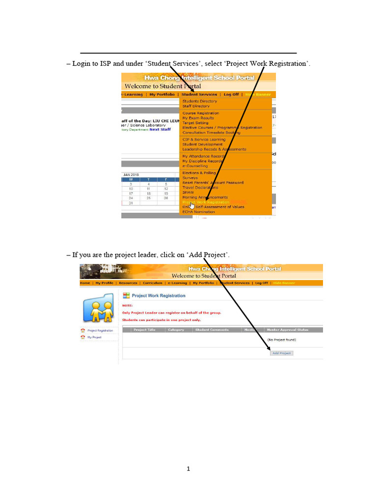 Project Work Registration Guide for Students | PDF