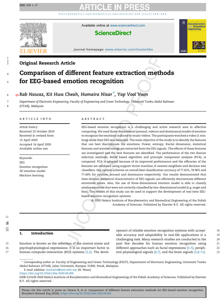 EEG Emotion Recognition Feature Comparison | PDF | Emotions | Psychology