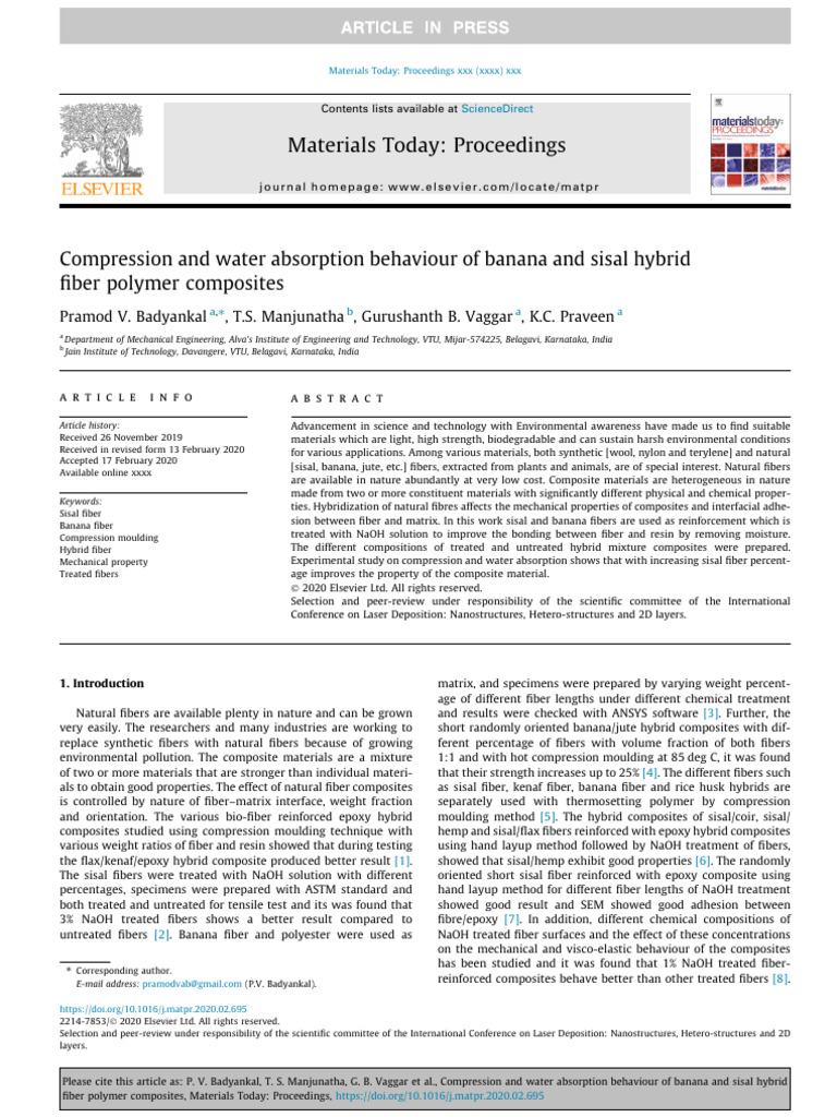 Banana-Sisal Fiber Composite Analysis | PDF | Composite Material | Epoxy