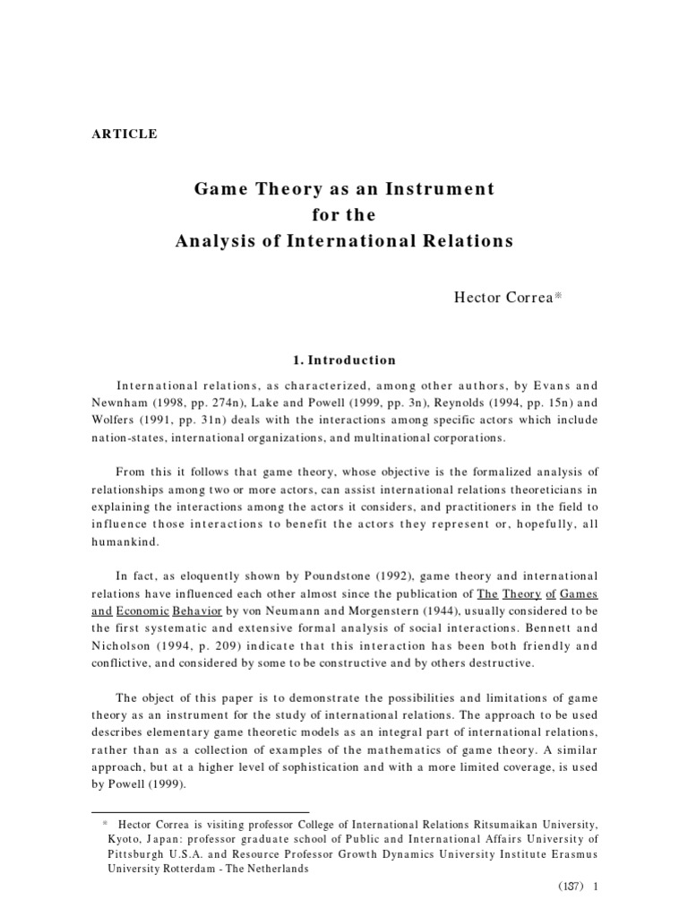 Game Theory Game Theory International Relations