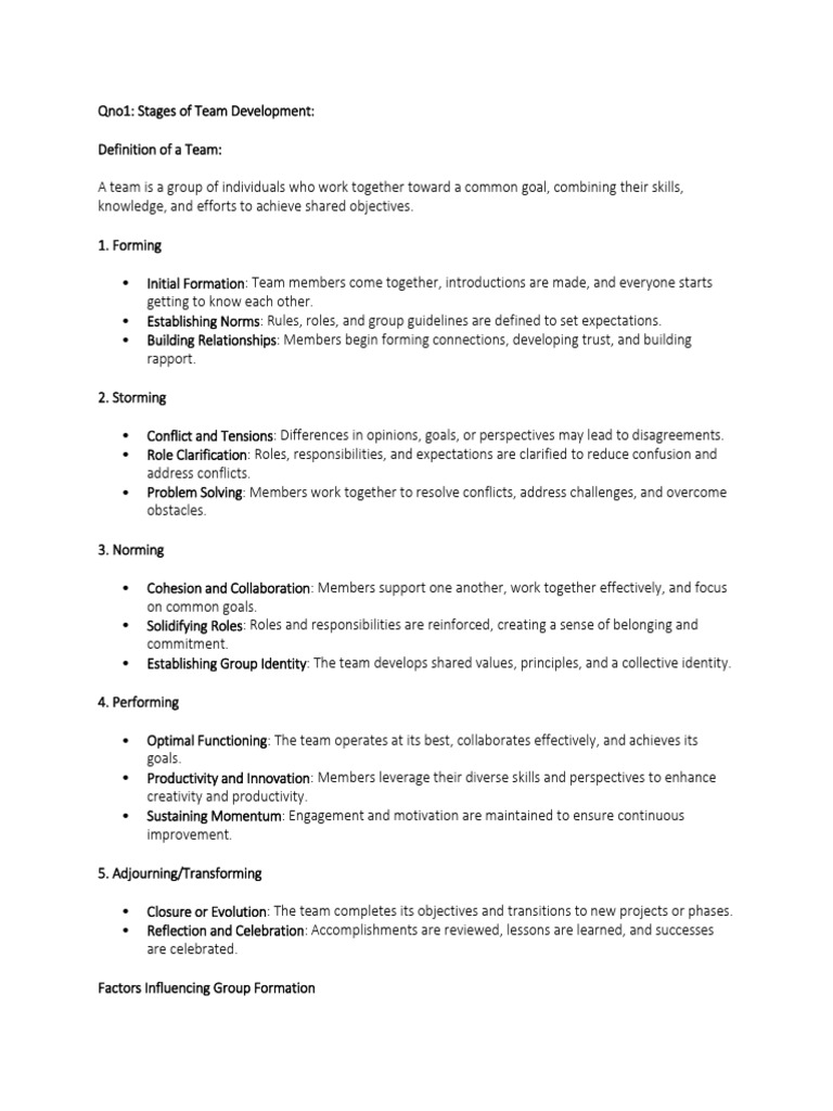 Stages of Team Development Explained | PDF | Leadership | Goal