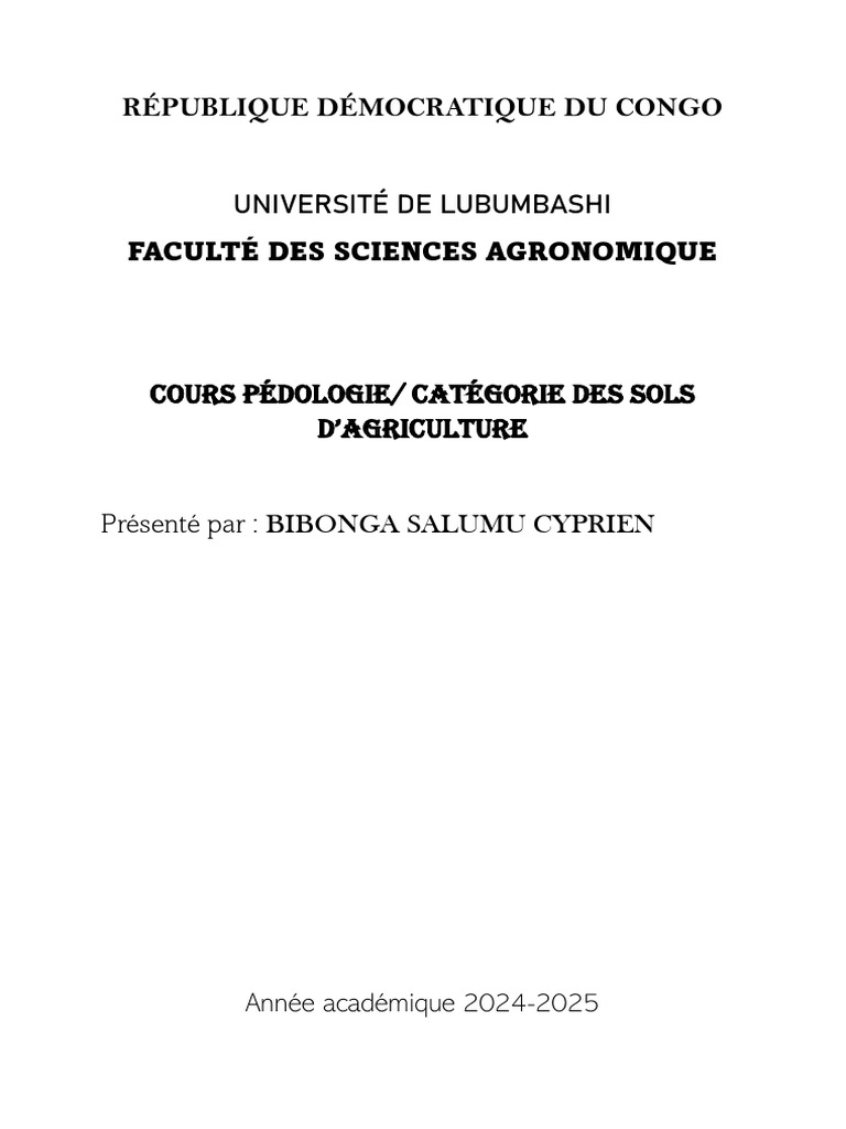Cours de Pédologie : Types de Sols | PDF | Sol (pédologie) | Limon