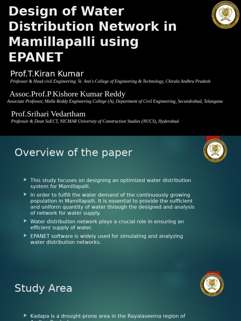 Design of Water Distribution Network in Mamillapalli Using | PDF ...