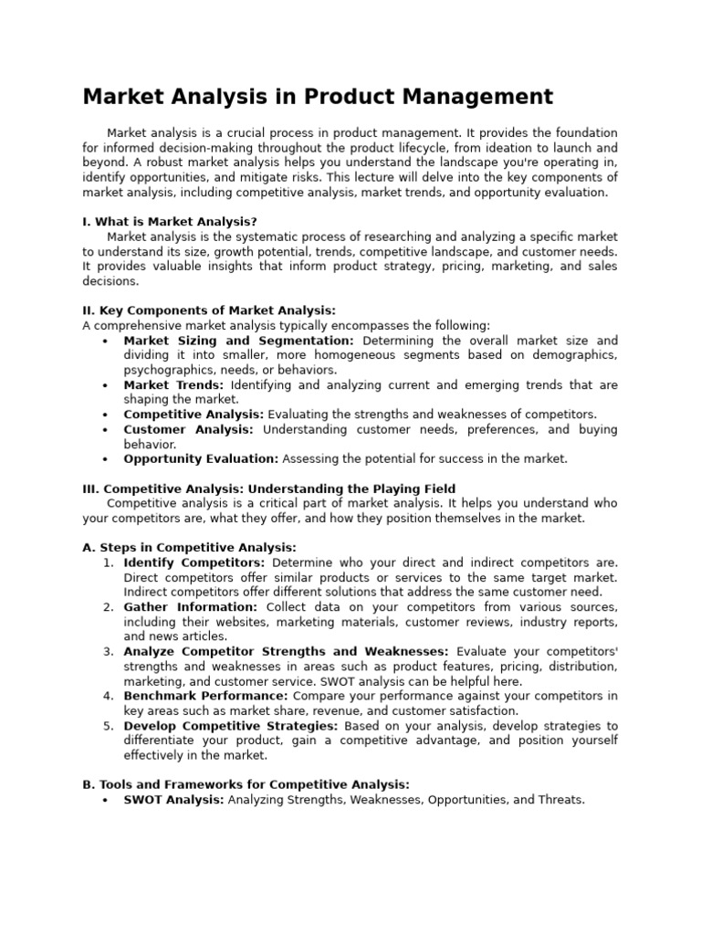 Market Analysis for Product Management | PDF | Market (Economics ...