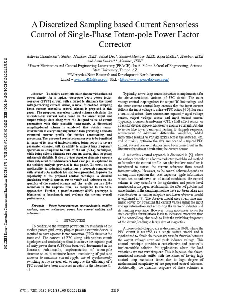 Sensorless Control for Power Factor Correction | PDF | Electrical ...