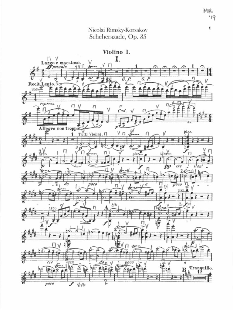 Scheherazade First Violin Full Score | PDF | Musical Compositions