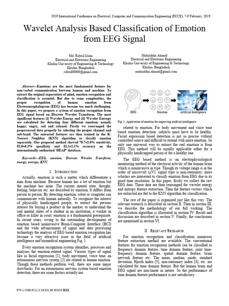 Wavelet Analysis Based Classification of Emotion From EEG Signal | PDF ...