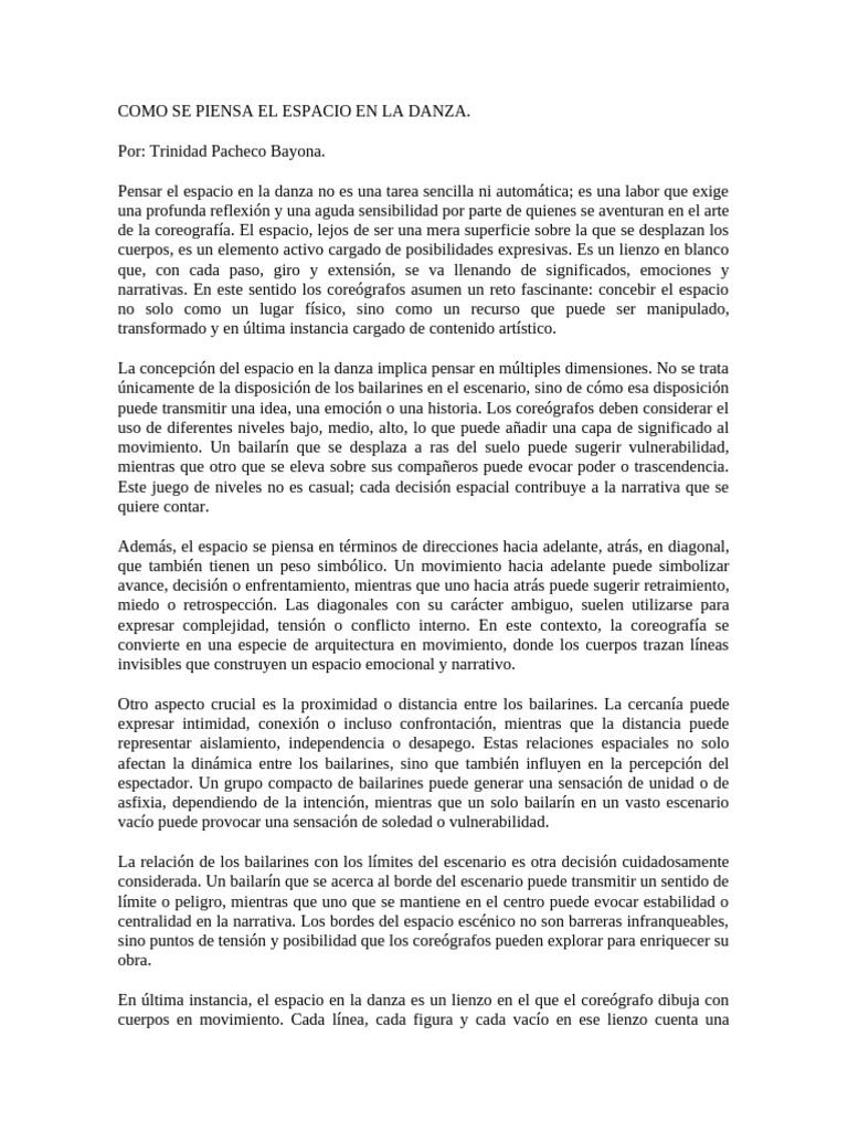 Como Se Piensa El Espacio en La Danza | PDF | Bailes | Las emociones