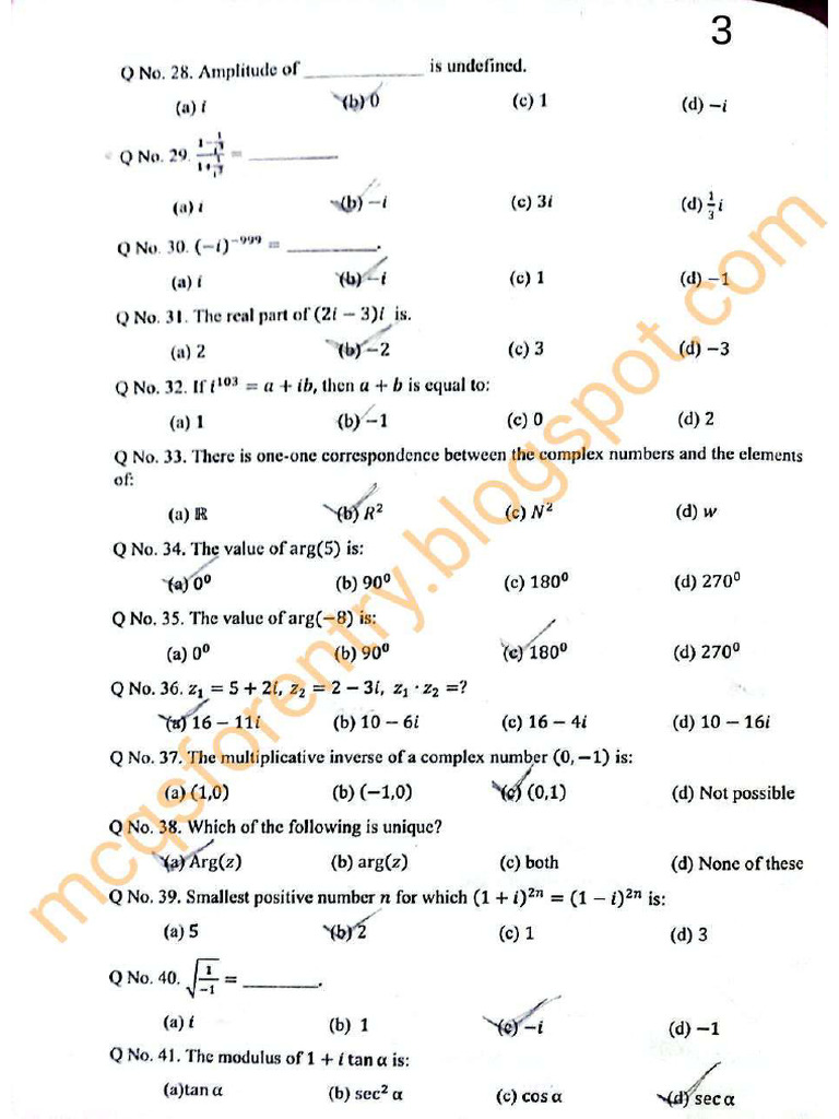 Complexnumbersmcqsp 3 | PDF