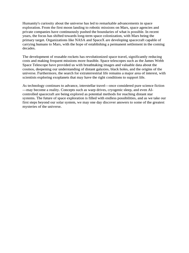 The Future Of Space Exploration Pdf