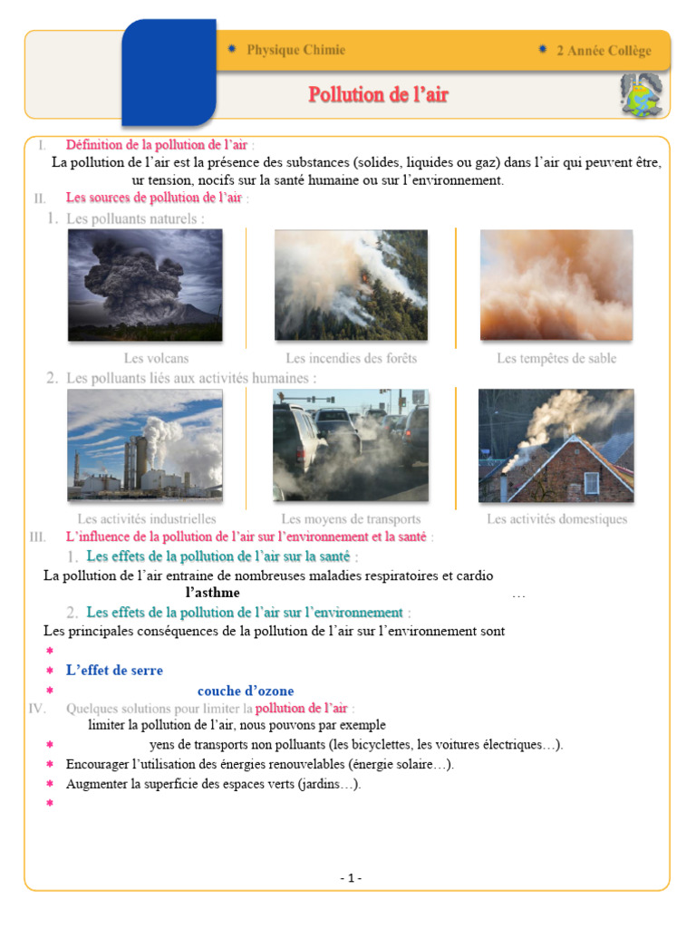 Pollution de l'air : Causes et Solutions | PDF