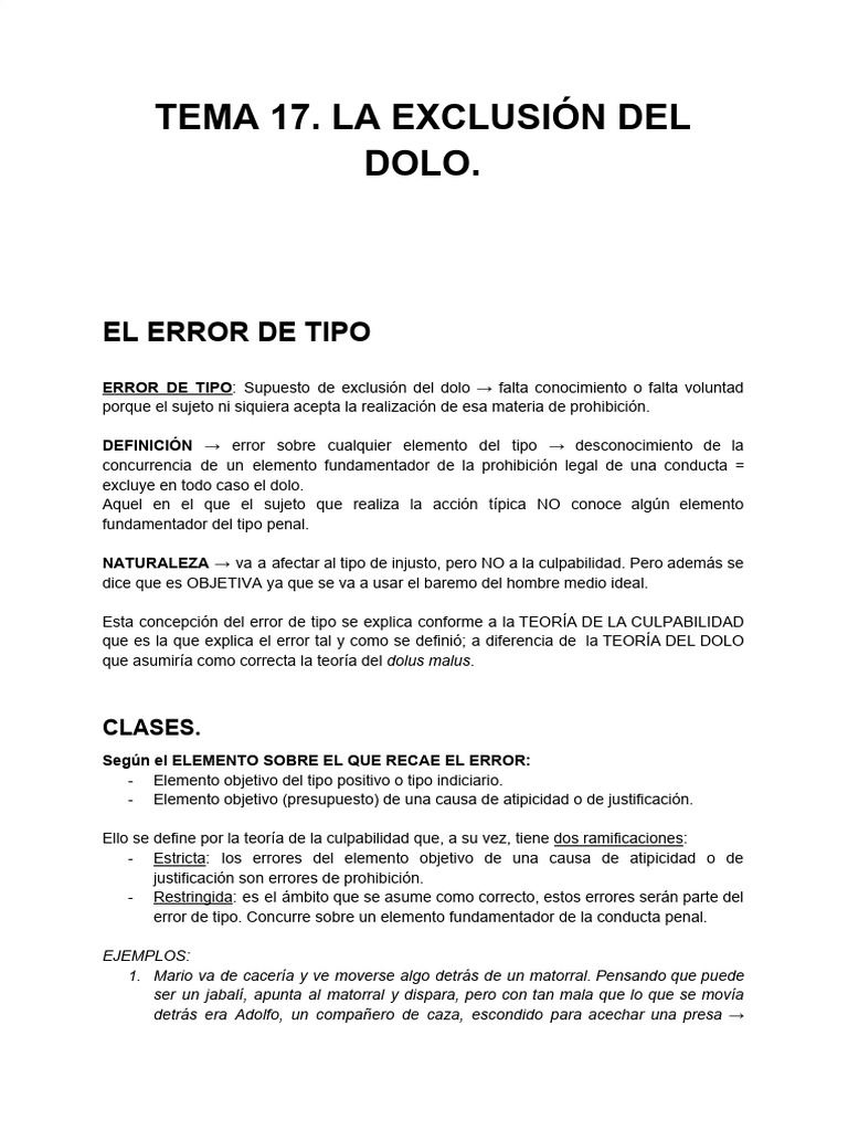 Tema 17 Penal 1 Pdf Intención Derecho Penal Crímenes