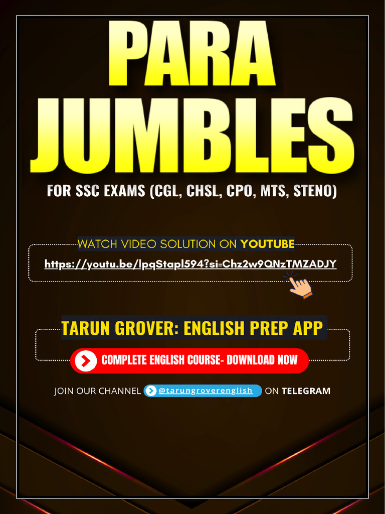 SSC CGL Para Jumbles Practice Questions | PDF | Galliformes | Phasianidae